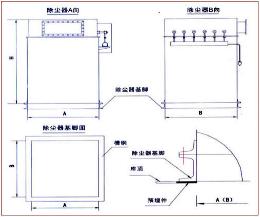 MC系列脈沖倉(cāng)頂除塵器外形尺寸圖 MC系列脈沖倉(cāng)頂除塵器外形尺寸圖